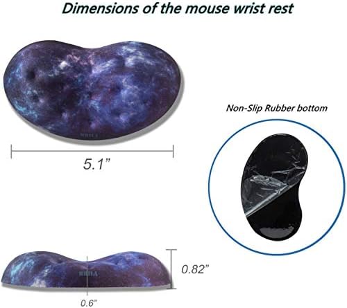 BRILA Ergonomic Memory Foam Mouse Wrist Rest Support Pad Cushion for Computer, Laptop, Office Work, PC Gaming - Massage Holes Design - Wrist Pain Relieve (Nebula Galaxy Space)