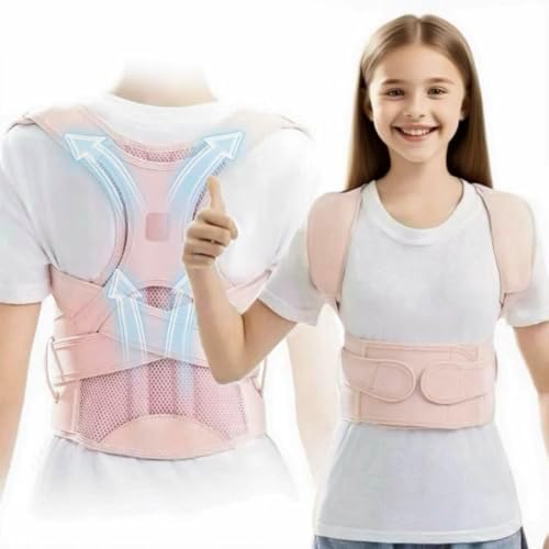 Back Posture Corrector for Kids Teenage Girls Boys Women, Pink L