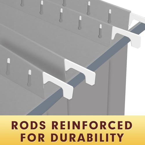 HERKKA Hanging File Folders, 30 Pack Reinforced Letter Size Hanging Folders, Designed for Bulky Files, Filing Cabinet, 1/5-Cut Adjustable Tabs (Gray)