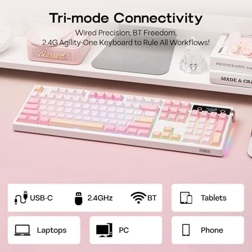 EPOMAKER TH108 PRO Full Size Mechanical Keyboard with Screen & Knob
