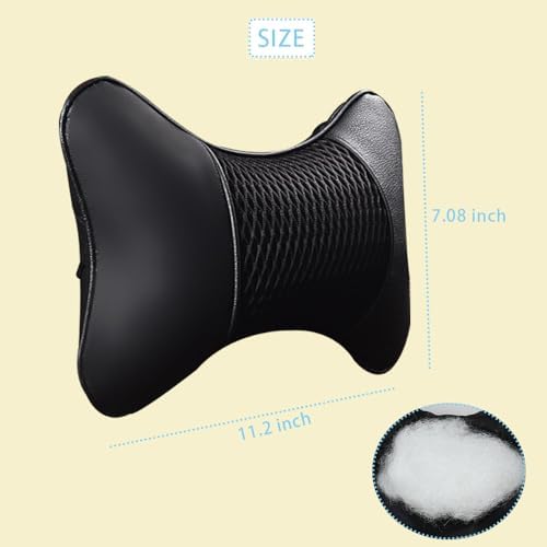 2 Packs Car Neck Pillows Dual-Side PU Leather Car Headrest, Black