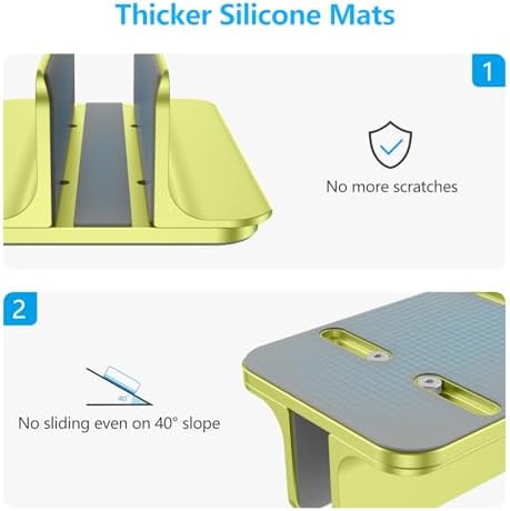 OMOTON Vertical Laptop Stand Holder, Adjustable Dock for MacBook, Citron