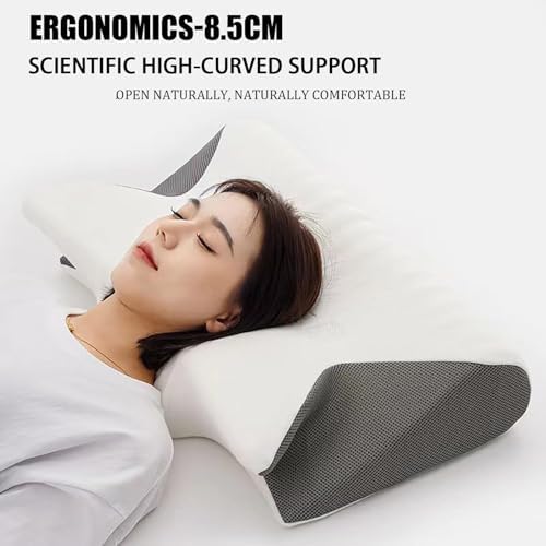 Cervical Pillow, Ergonomic Sleep Pillows, Cervical Neck Traction Pillows, CervicalPillow for Neck Pain Relief, Side Sleeper Pillows with CervicalNeck Support (Gray)