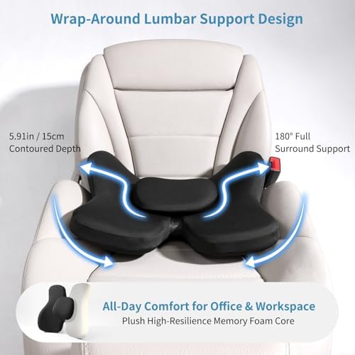 Lumbar Support Pillow, Memory Foam Back Support for Office Chair