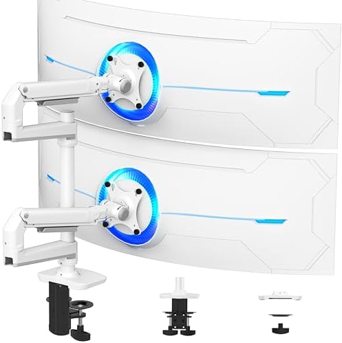 Ergounion Dual Monitor Mount, Holds 2 Stacked Screens up to 40 Inch, White