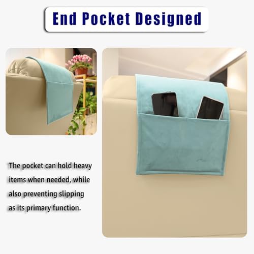 Velvet Recliner Headrest Pillow, Non-Slip Neck Support,Light Blue