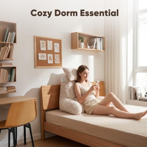 28" XXL Reading Pillow, Backrest Pillow with Detachable Neck Pillow
