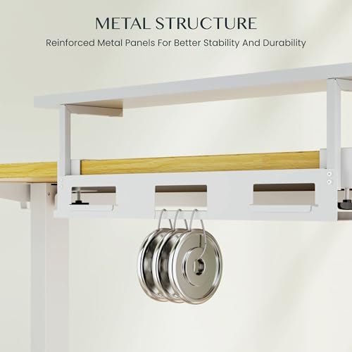 FLEXISPOT Cable Management Under Desk Cable Tray Metal Raceway Wires Cable Tidy Organizer for Home Office Desk (White, 31.5x4.7in)