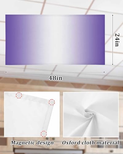 Purple White Minimalist Geometric Ombre Art Magnetic Fluorescent Light Covers for Ceiling Lights 2 x 4 Feet, Office Classroom Kitchen Drop Ceiling Light Covers Lighting Filters Shade Panel 4 Packs