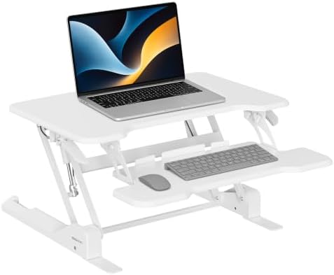 Mount-It! Standing Desk Converter, 30" Desk Riser, White