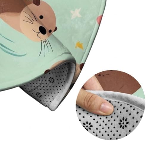 Circular Rugs Large Modern Round Area Rug Fashion Decor Mat for Home Office Sea Otters