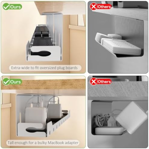KEEGH Under Desk Cable Management Tray 32 in, Metal Cable Holder, White