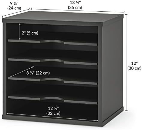 Ballucci 5-Tier File Organizer for Desk, Wooden Mail Sorter, Office Desk Organization, Paper Storage Organizers, Folder holder for desk, Letter Trays & Stacking Supports, Adjustable Shelves, Black