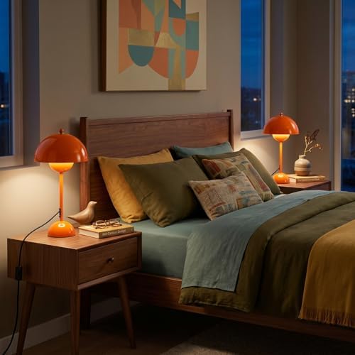 Creative Mid-Century Modern Bud Table Lamp for Home&Office, Pastel Orange