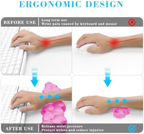 Gel Cloud Keyboard and Mouse Wrist Rest, Cute Wrist Support and Arm Support Keyboard Rest for Keyboard and Mouse Typing Pain Relief，Suitable for Office/Computer/Laptop/Gaming (Pink)