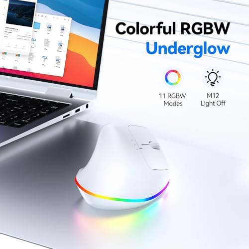 TECKNET RGB Bluetooth Ergonomic Mouse Rechargeable Wireless Multi-Device