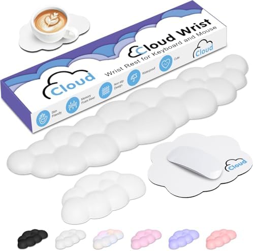 4 in 1 Ergonomic Leather Cloud Wrist Rest Keyboard and Mouse Pad & Coaster