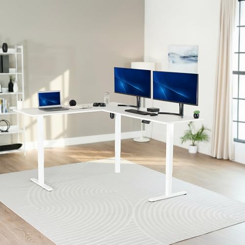 VIVO White 75 x 63 in Corner Standing Desk, DESK-E3CTW-75