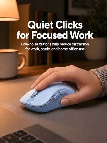 RAPIQUE Bluetooth Wireless Mouse, Dual Bluetooth & 2.4GHz, Light Blue