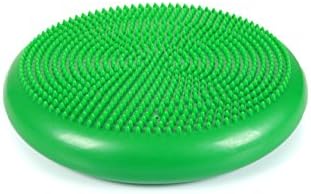 CanDo 30-1870G Inflatable Balance Disc for Balance Training, Proprioception, Strengthening Lower Extremities, Posture, Back Pain, Stress Relief, Restlessness and Anxiety, Green, 14" Diameter