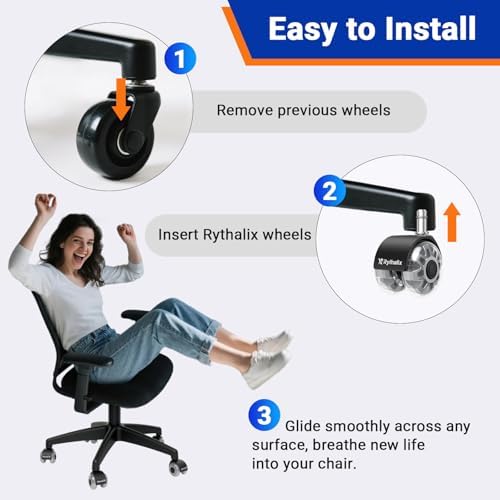 2" Office Chair Wheels Set of 5 - Desk Chair Caster Wheels