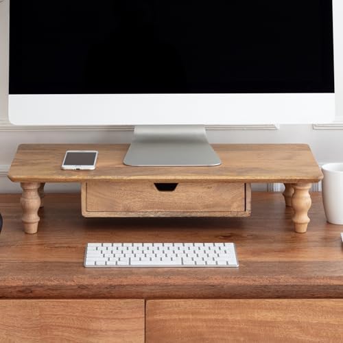Anji Mountain Monitor Stand for Desk - Desktop Organizer & Laptop Riser, Ergonomic Monitor Riser, Space-Saving, Durable, Easy Assembly & Ideal for Home & Office,Natural, 24-Inch, Storage Edition