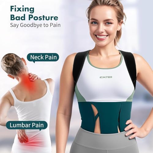 Posture Corrector for Women and Men - Back Brace for Rounded Shoulders & Upper Back Support - Breathable Shoulder Brace for Computer Work&Desk Job,Invisible Under Clothes, Large(Chest Size 28-45")