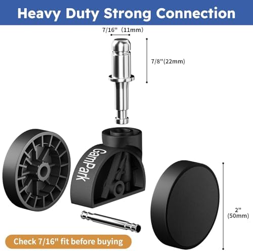2 Inch Office Chair Wheels, Solid Plastic Casters Wheels Replacement, Heavy-Duty Computer Gaming Desk Chair Casters, Smooth & Safe Rolling for All Floors Hardwood and Carpet, Set of 5