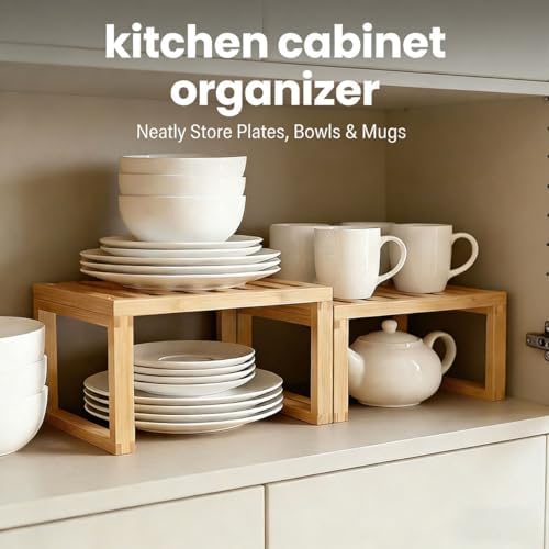 JinDoWin Kitchen Cabinet Organizer Shelf to Eliminate Clutter, Space-Saving Shelf Organizer, Pantry organizers and storage, Compact Spice Rack Organizer for Cabinet (2, W11.8″)