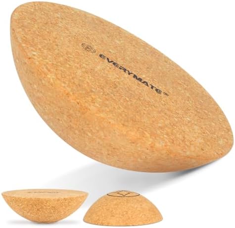 EVERYMATE Cork Balance Board Kit, Foot & Ankle Strengthener with Massage Roller/Ball,Balance Board Half & Half-Moon Ball, for Enhance Mobility & Prevent Falls Improve Foot Function for Home/Office/Gym