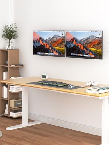 Bracwiser Dual Monitor Wall Mount for 17 to 32 inch Computer Screens, Each Holds to 22 lbs, Heavy Duty Telescoping Wall Monitor Arms, 75x75/100x100 VESA Horizontal Assembly Wall Mount, Black, WM94X2
