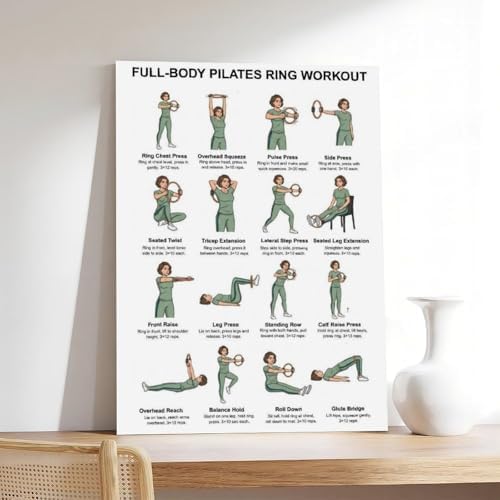 Pilates Ring Exercises Full Body Workout Chart Magic Circle Workout Pilates Ring Guide Home Canvas Poster Bedroom Decor Room Decor Unframe 20x30inch