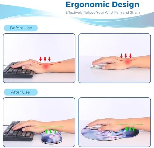 Mouse Pad and Keyboard Wrist Rest Support,Ergonomic Mouse Pad Set