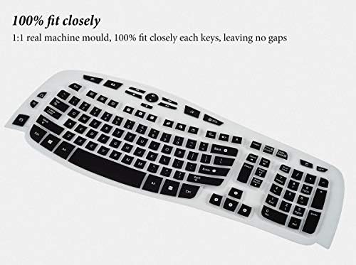 Keyboard Cover Skin for Logitech MK570 K350 MK550 Wireless Wave Keyboard, Ultra Thin Silicone Logitech MK570 Keyboard Protector-Black