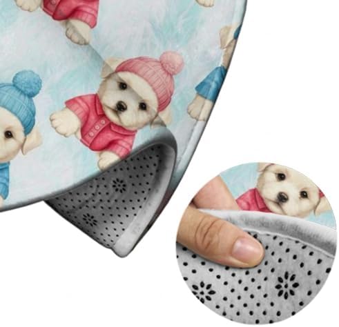 Large Home Decor Mat, Soft Round Yoga Carpet, Non Slip Machine Washable Home Office Circle Rug Cute Animal Maltese, 36inch
