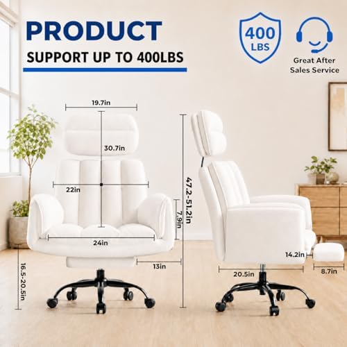 Big and Tall Office Chair with Footrest & Adjustable Armrests