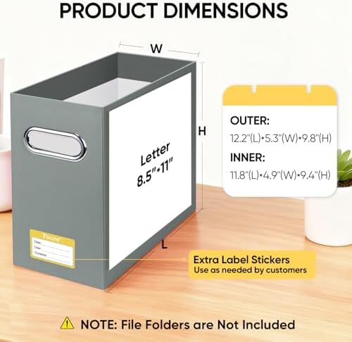 BALEINE 2PK File Organizer Box, Cardboard File Folder Organizer with Handle