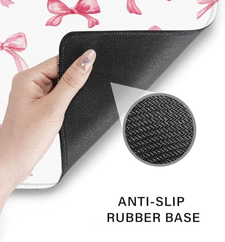 Desk Pad and Keyboard Wrist Rest, Large Mouse Pad + Keyboard Pad+Mouse Wrist Support, Non-Slip Desk Mat Protector for Office, Home 31.5×11.8 Inches Pink Bow
