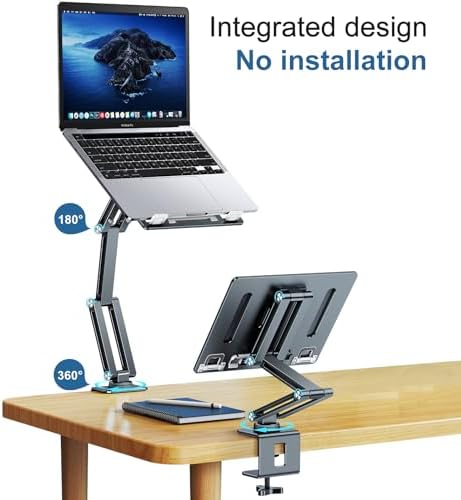 Laptop Stand Desk Mount, Aluminum Adjustable Laptop Arm with Tray