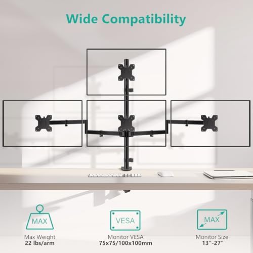 WALI Stacked 4 Monitor Mount for 13-27 inch Screens, up to 22 lbs per Arm
