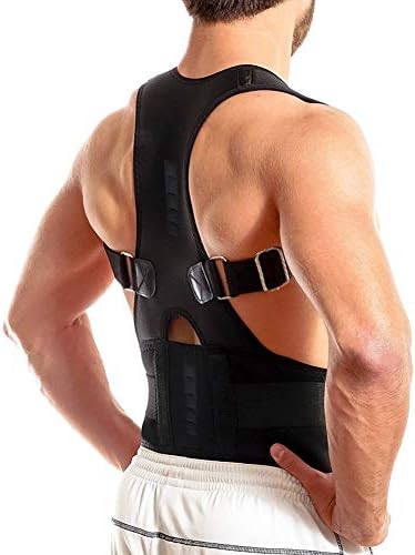 MOHUACHI Thoracic Back Brace Posture Corrector- Magnetic Lumbar Back Support Belt-Back Pain Relief, Improve Thoracic Kyphosis, for Lower and Upper Back Pain Men & Women (Black, XX-Large)