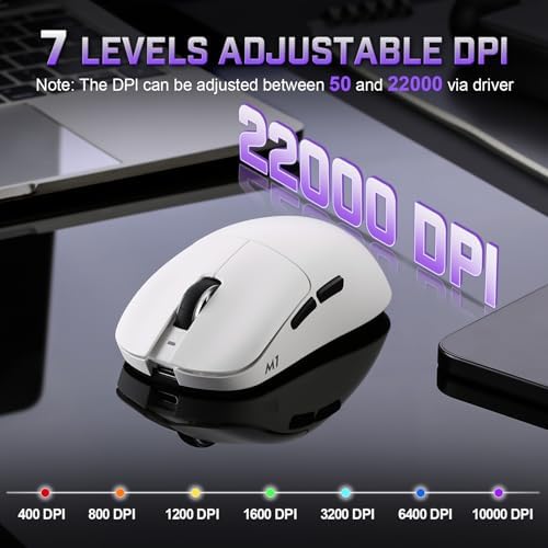 YUNZII M1 PAW3311 Sensor Wireless Gaming Mouse (White)
