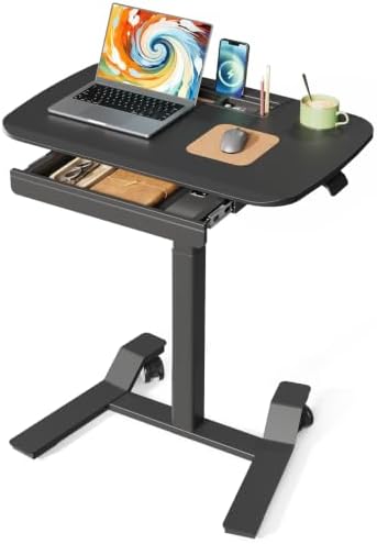 JOY worker Mobile Standing Desk Adjustable Height, Rolling Desk with Drawer