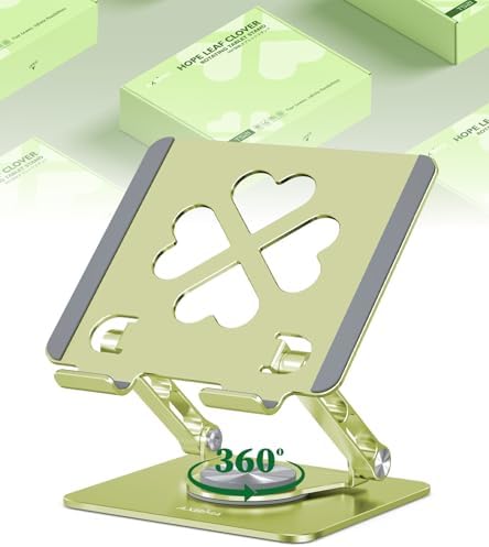 Adjustable Tablet Stand, Foldable 360° Aluminum Holder, Sage Green