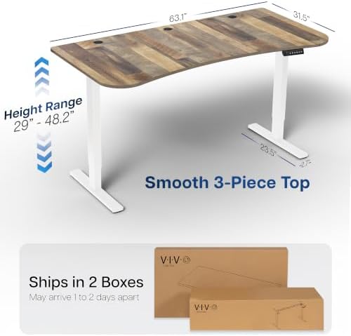 VIVO Reclaimed Wood 63 x 32 in Standing Desk, DESK-KIT-1W1P