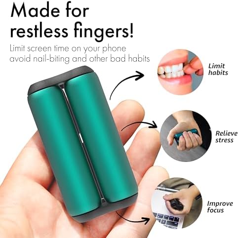 ONO Roller - Handheld Fidget Toy for Adults | Help Relieve Stress, Anxiety, Tension | Promotes Focus, Clarity | Compact, Portable Design (Teal, Junior Size - Aluminum)