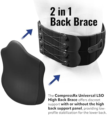 CompressRx High Back Brace, 2-in-1 Lumbar Support, Small-4XL