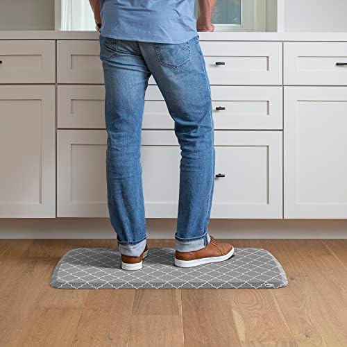 GelPro Elite Premier Anti-Fatigue Kitchen Comfort Floor Mat, 20x36", Trellis Classic Grey