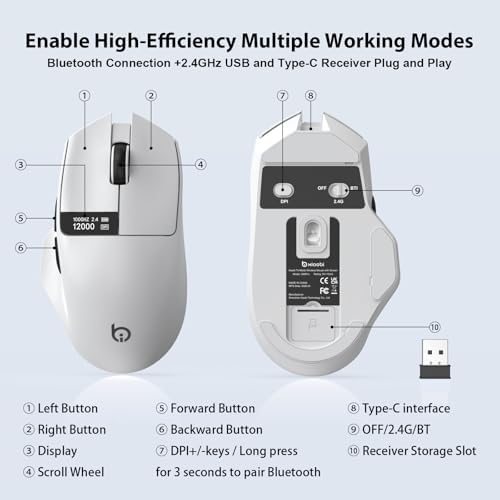 G9Pro Wireless Bluetooth Mouse with LED Screen Display