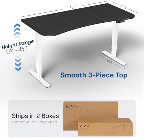 VIVO Black 63 x 32 in Standing Desk, DESK-KIT-1W1B